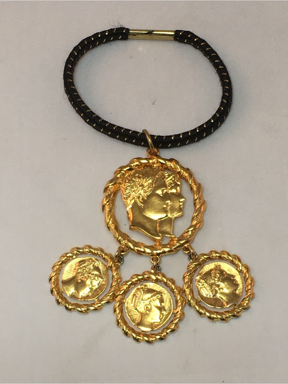 Gold-Tone Medallion Hair Tie